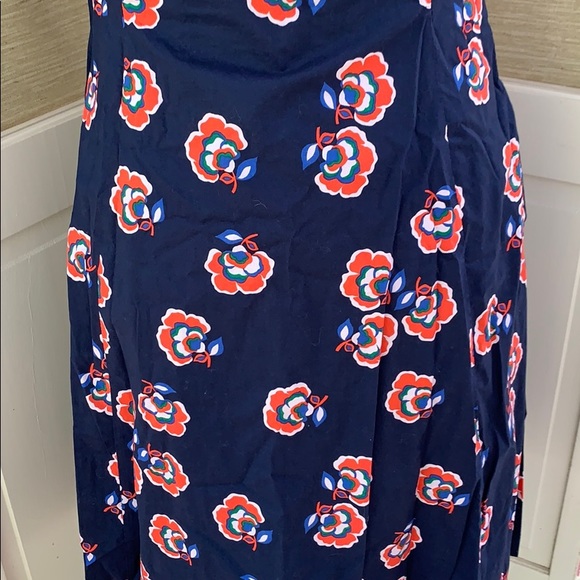 Boden Midi-Dress, Navy Orange Floral Pattern Dress, Sleeveless Business Casual - Picture 14 of 16